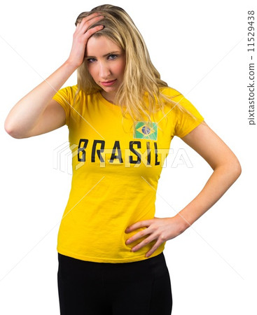 Disappointed football fan in brasil tshirt Disappointed football fan in brasil tshirt 11529438