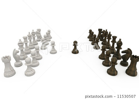 Wooden chess pieces facing off Wooden chess pieces facing off 11530507