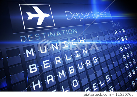 Blue departures board for german cities Blue departures board for german cities 11530763