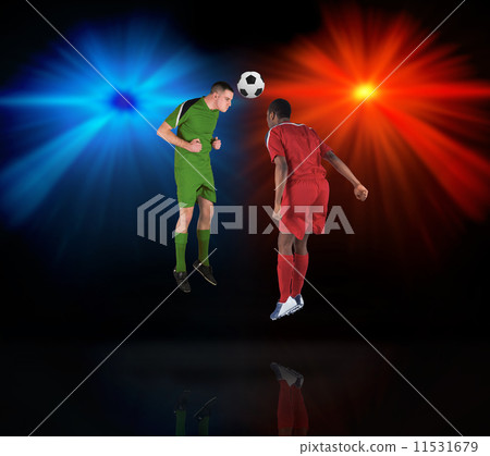 Football players tackling for the ball 11531679