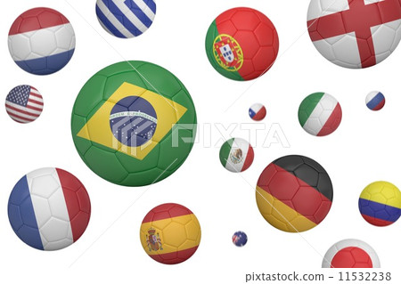 Footballs in various flag colours 11532238