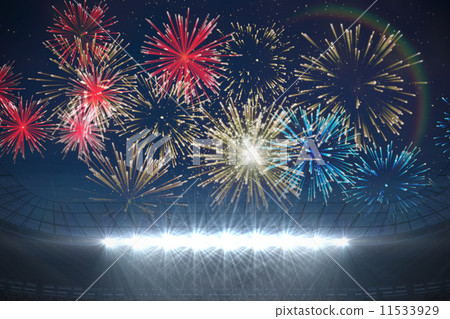 Fireworks exploding over football stadium Fireworks exploding over football stadium 11533929