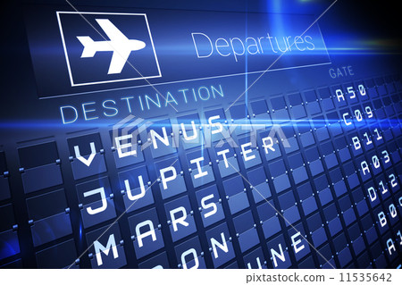 Blue departures board for space travel 11535642