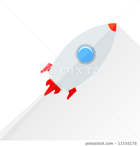 Flat rocket flying isolated over white Flat rocket flying isolated over white 11538178