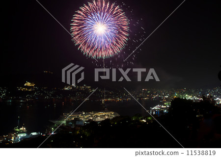 Fireworks and Asuka II of the Nagasaki Minato Festival 11538819