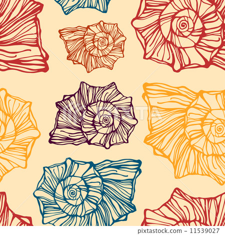 Seamless pattern with decorative seashells 11539027