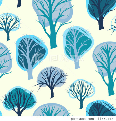 Seamless pattern with hand drawn decorative trees - Stock Illustration ...