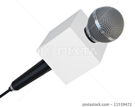 Microphone with blank box for press or tv 11539472