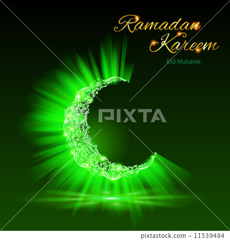 Greeting card of holy Muslim month Ramadan in green shades 11539484