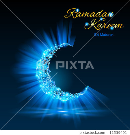 Greeting card of holy Muslim month Ramadan in blue 11539491