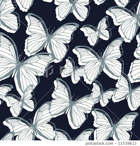 Seamless pattern with outline and silhouette butterflies 11539613