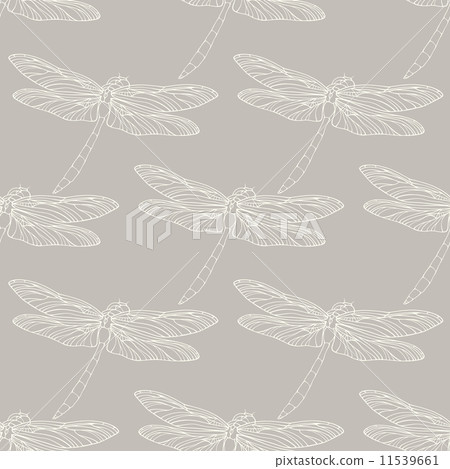 Seamless pattern with outline hand drawn dragonflies Seamless pattern with outline hand drawn dragonflies 11539661
