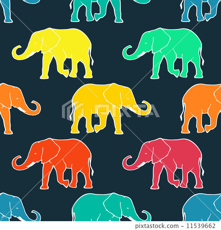 Seamless pattern with hand drawn silhouette elephants Seamless pattern with hand drawn silhouette elephants 11539662