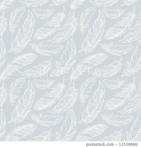 Seamless pattern with hand drawn decorative feathers 11539666