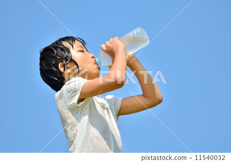 Girl drinking water with blue sky 11540032