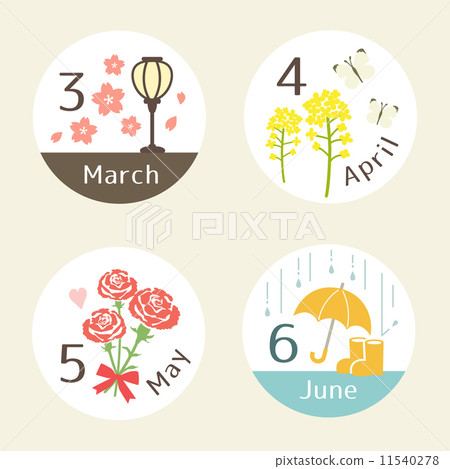 Seasonal illustration March to June Round 11540278