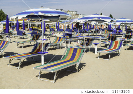 Sunbeds and umbrellas on the beach 11543105