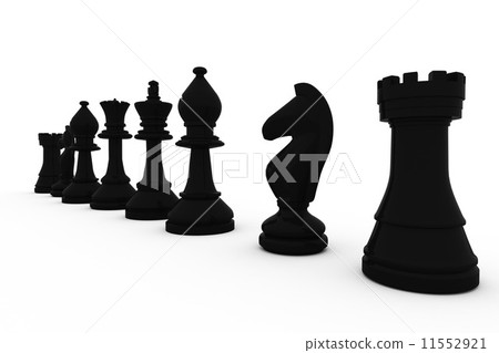 Black chess pieces in a row 11552921