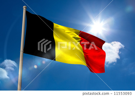 Belgium national flag on flagpole 11553093