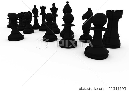 Black chess pieces in a row 11553395