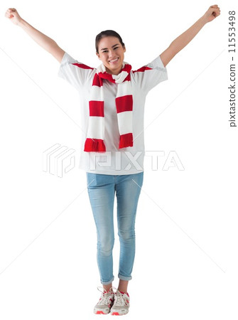 Excited asian football fan cheering Excited asian football fan cheering 11553498