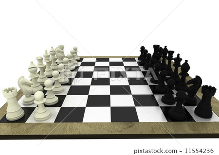 Black and white chess pieces on board 11554236