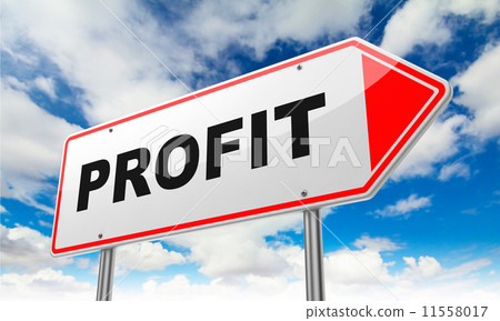 Profit Inscription on Red Road Sign. Profit Inscription on Red Road Sign. 11558017
