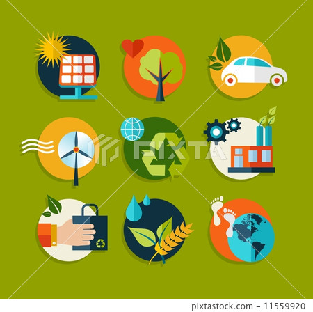 Ecology flat icons set - Stock Illustration [11559920] - PIXTA