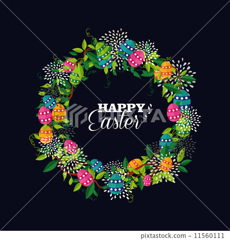 Cute Happy Easter wreath colors eggs 11560111