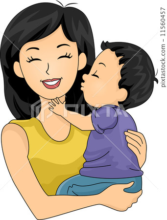 Mom and Son Kiss - Stock Illustration [11560457] - PIXTA
