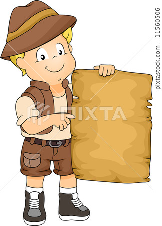 Kid Boy with Blank Adventure Map Kid Boy with Blank Adventure Map 11560506