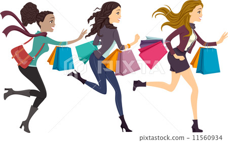 Female Shoppers Running Female Shoppers Running 11560934