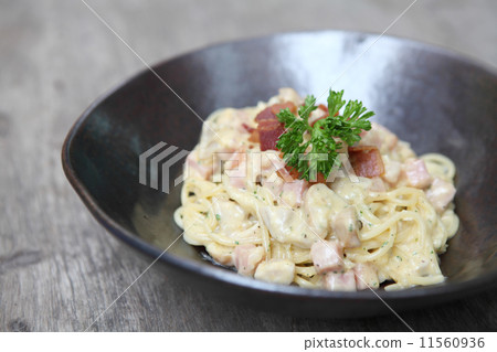 Spaghetti Carbonara with bacon and cheese Spaghetti Carbonara with bacon and cheese 11560936