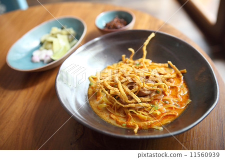 Noodle Khao soi , Thai food on wood background 11560939
