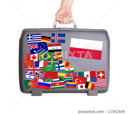 Used plastic suitcase with stickers Used plastic suitcase with stickers 11562806