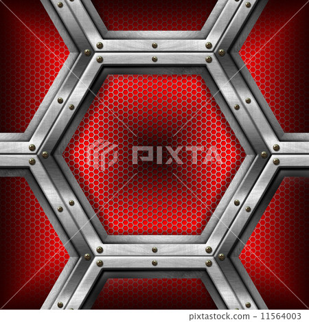 Red and Metal Background with Hexagons - Stock Illustration [11564003 ...