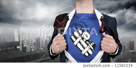 Composite image of thinking businessman touching chin 11565234