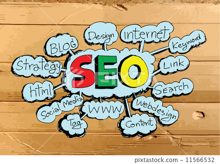 Seo Idea SEO Search Engine Optimization on Cardboard Texture ill 11566532