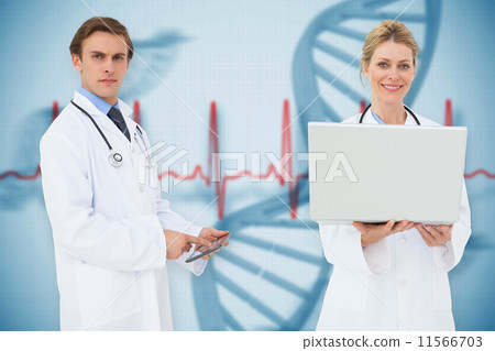 Composite image of businesswoman doing a balancing act 11566703