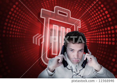 Composite image of business team holding up arrow 11568946