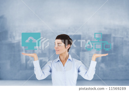 Composite image of businesswoman holding umbrella Composite image of businesswoman holding umbrella 11569289