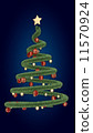 Christmas ribbon tree on blue background 11570924