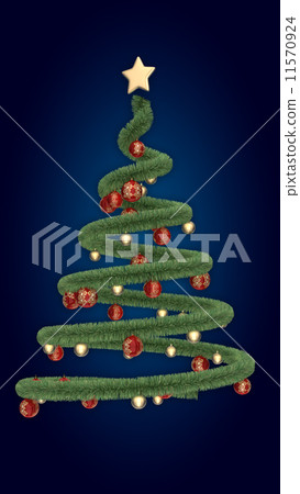 Christmas ribbon tree on blue background Christmas ribbon tree on blue background 11570924