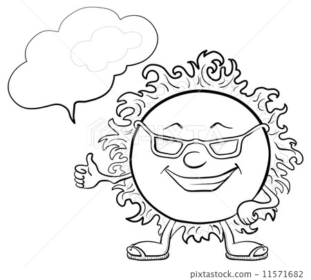 Sun smiley with glasses, contours 11571682