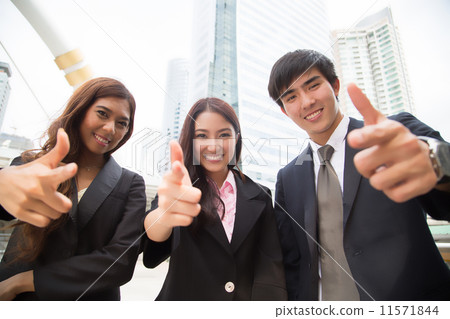 Business people show humbs up after successful business 11571844