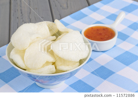 Krupuk Udang - Oriental prawns crackers and sweet chilli sauce.  11572886