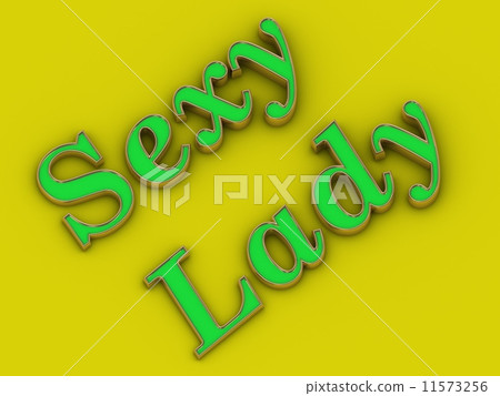 Sexy lady words - inscription of golden letters on yellow 11573256