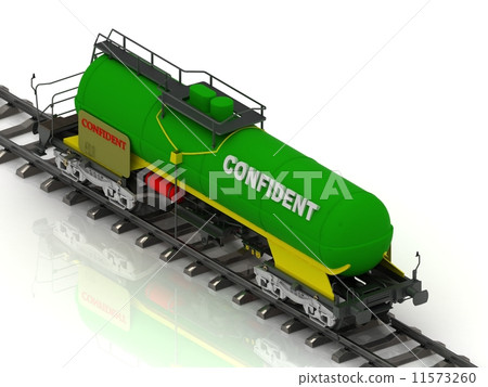 Railway wagon of the wanted colour with white inscription Confident 11573260
