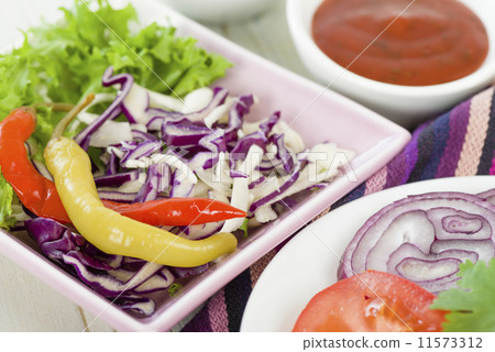 Asian Style Salad and Chili Dipping Sauce. Asian Style Salad and Chili Dipping Sauce. 11573312