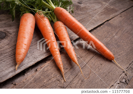 fresh carrot bunch on grungy wooden background fresh carrot bunch on grungy wooden background 11577708